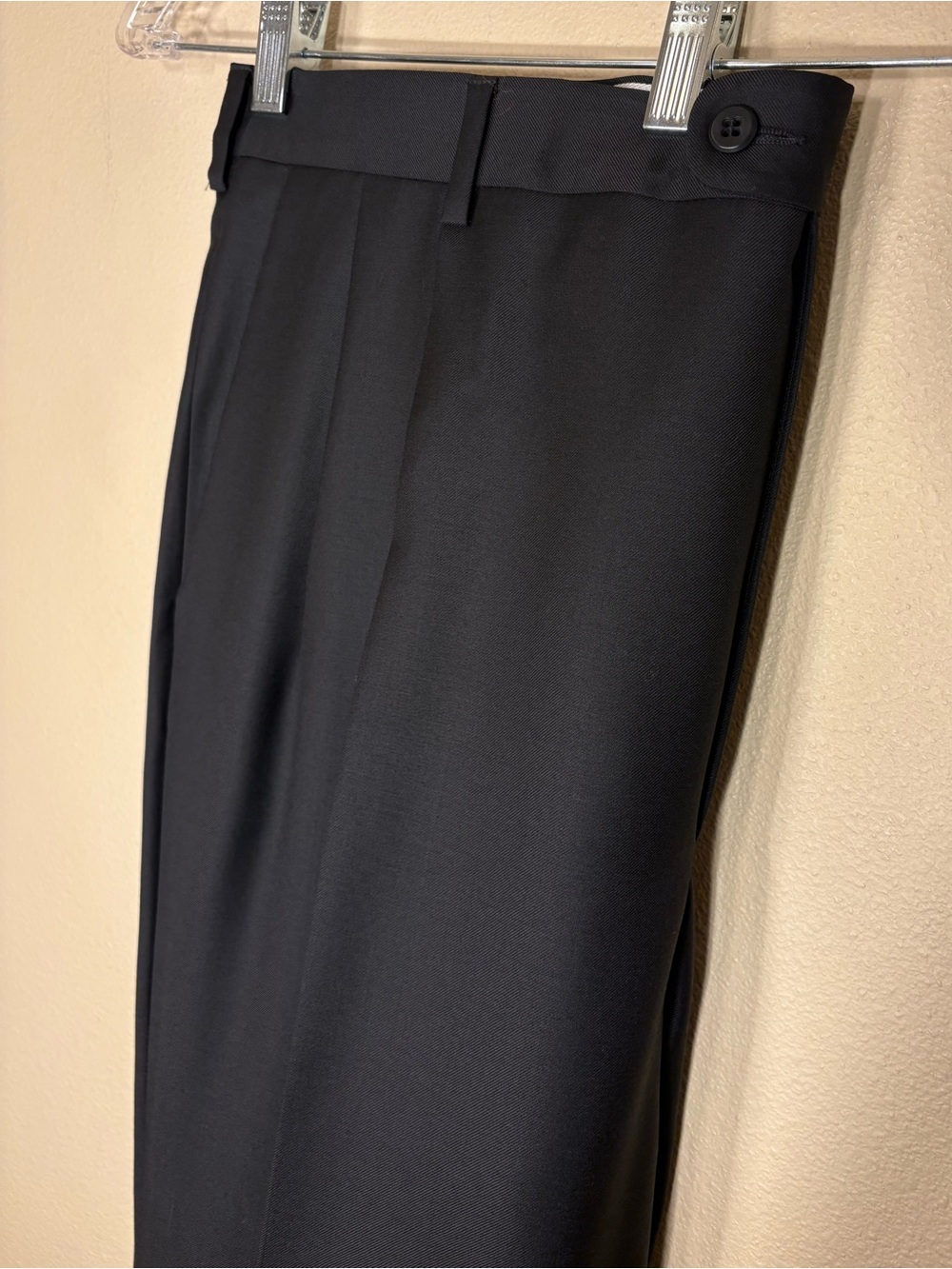 Zanella Black Tailored Dress Pants with Ivory Waistband Lining